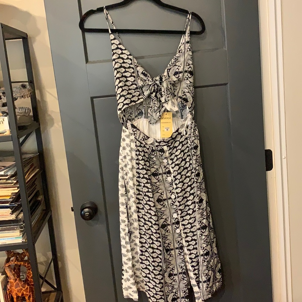 Black and white paisley midi dress